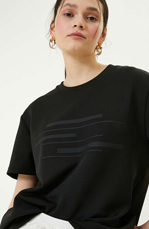 Short Sleeve Black Printed T-shirt