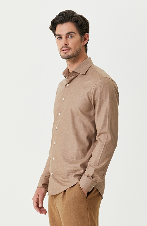 Slim Fit Beige Shirt