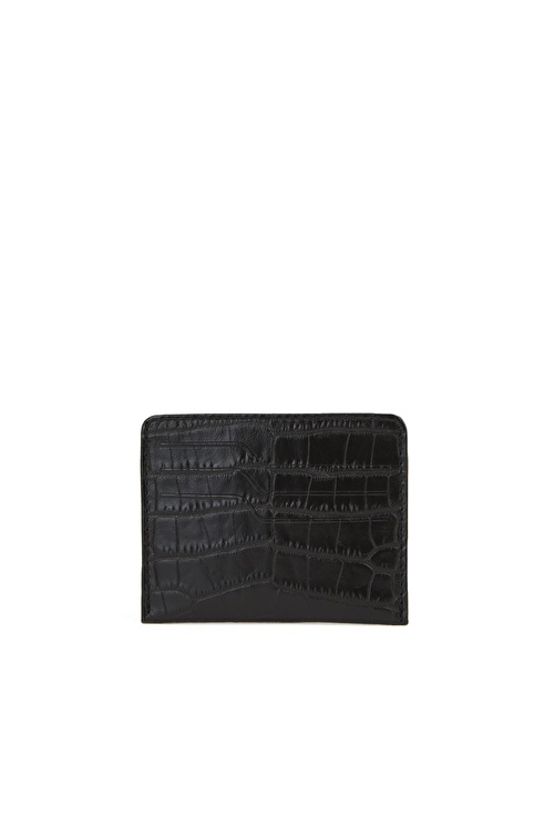 Black Crocodile Texture Womens Leather Card Holder