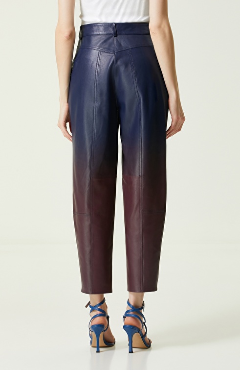 Navy Blue Leather Pants