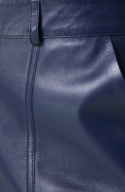 Navy Blue Leather Pants