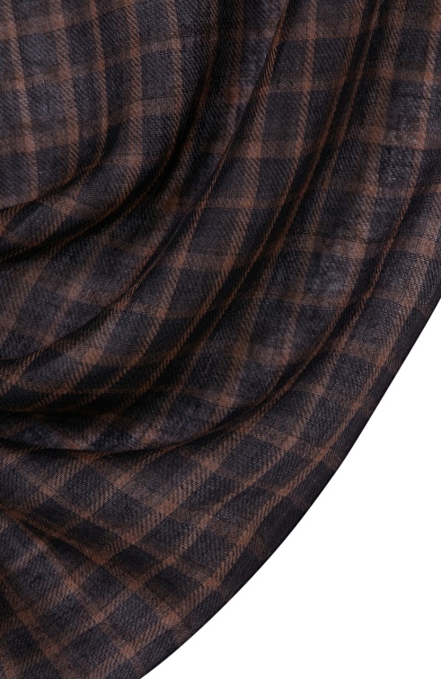 Brown Plaid Men's Wool Shawl