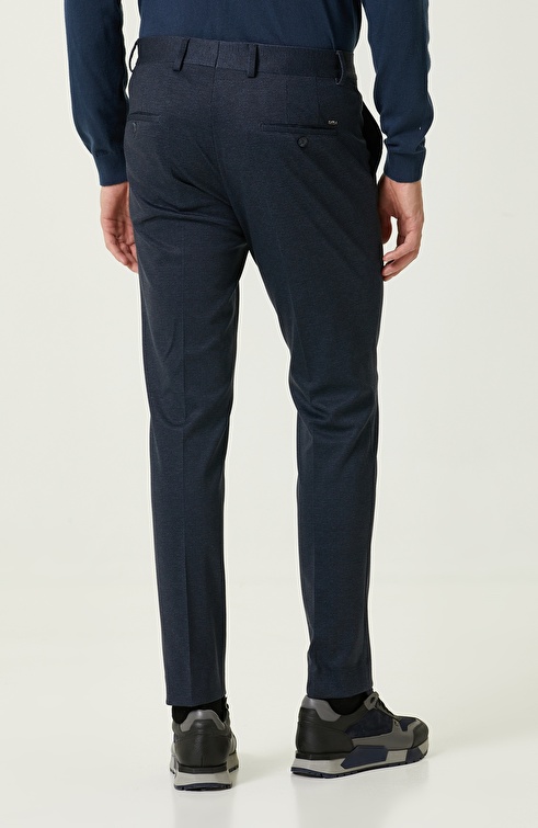 Navy Patterned Trousers