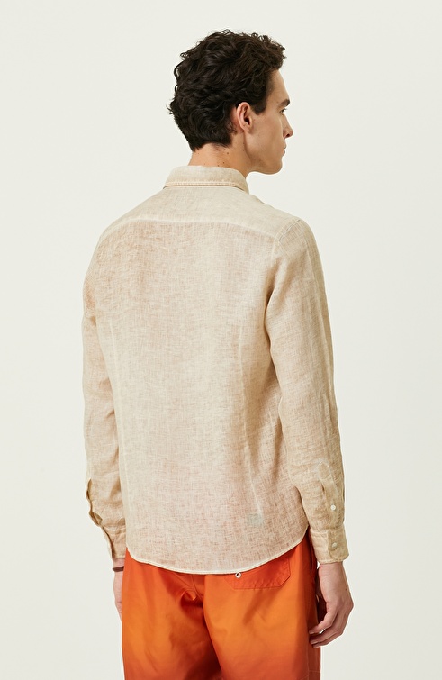 Beige Long Sleeve Linen Shirt