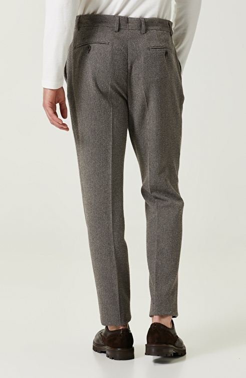 Straight Leg Striped Beige Trousers