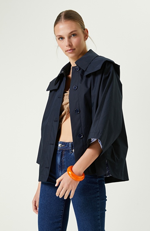 Hooded Navy Blue Coat