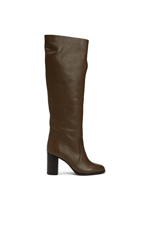 Khaki Women's Leather Boots