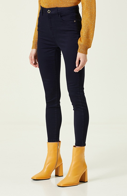 Skinny Fit Navy Blue Pants