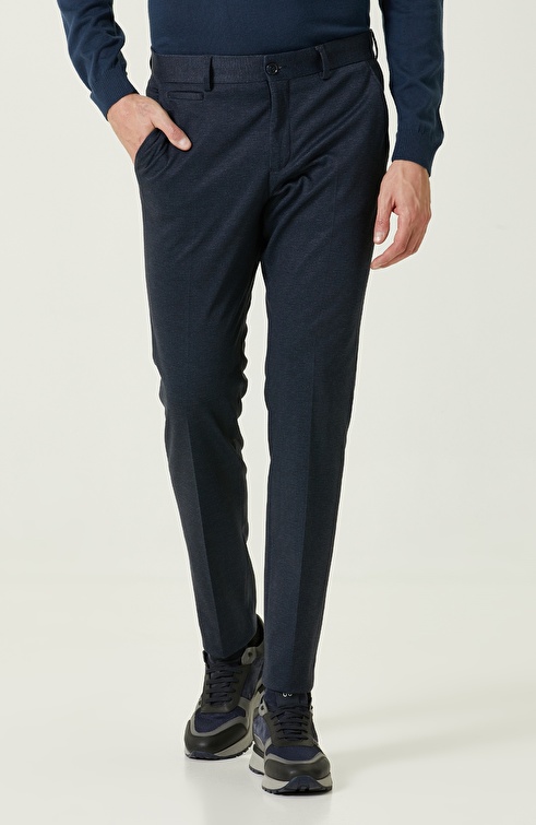 Navy Patterned Trousers