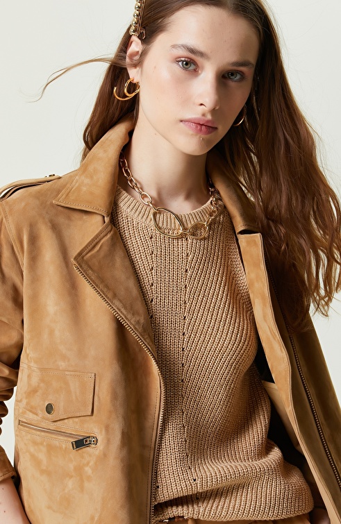 Camel Leather Coat