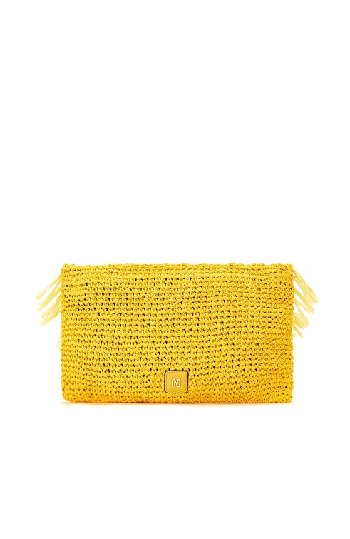 Yellow Female Straw Clutch