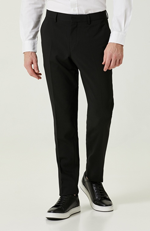 Normal Waist Straight Leg Black Trousers