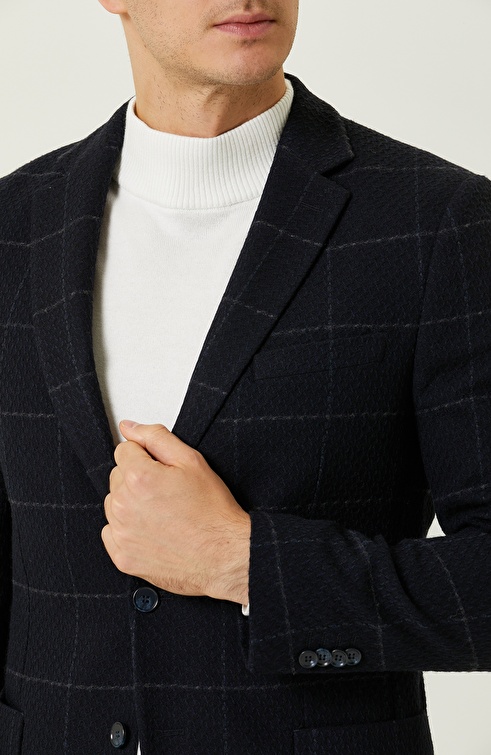 Navy Blue Wool Jacket