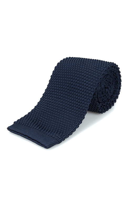 Navy Blue Knit Textured Tie