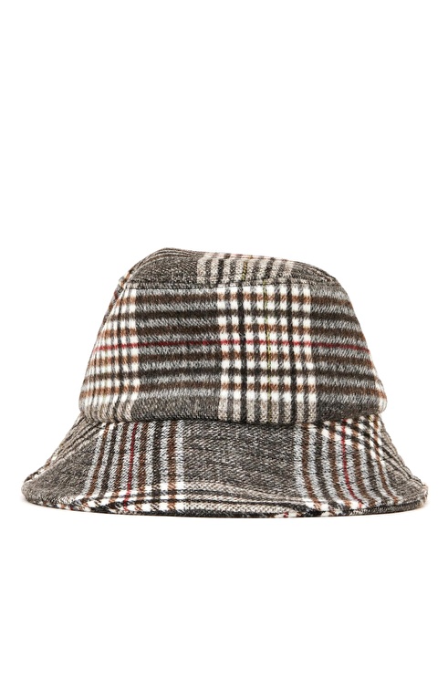 Brown Checkered Men's Wool Hat