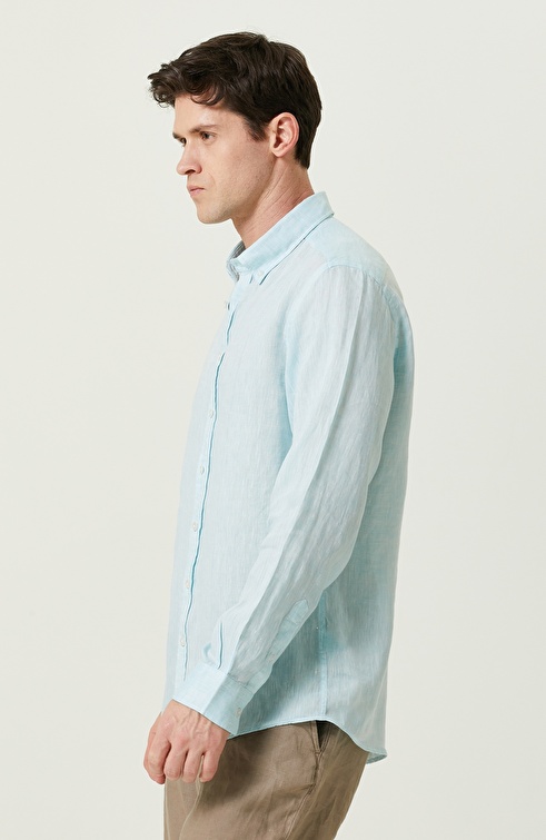 Mint Long Sleeve Linen Shirt