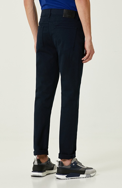 Navy Blue Slim Fit Casual Trousers