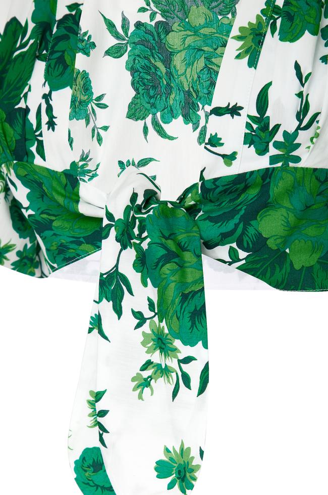 Vakko WHITE-GREEN FLOWER BLOUSE