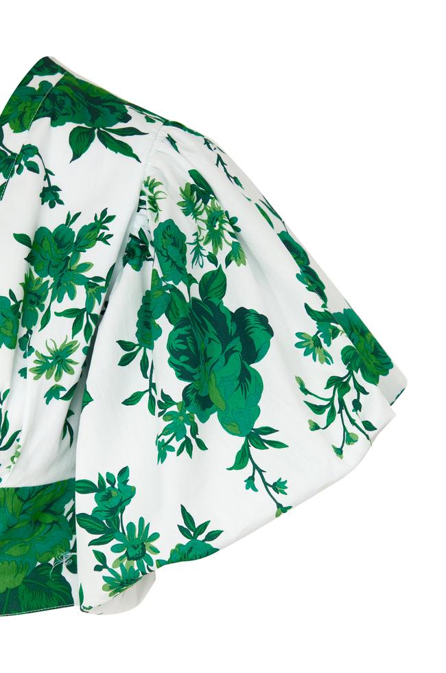 Vakko WHITE-GREEN FLOWER BLOUSE