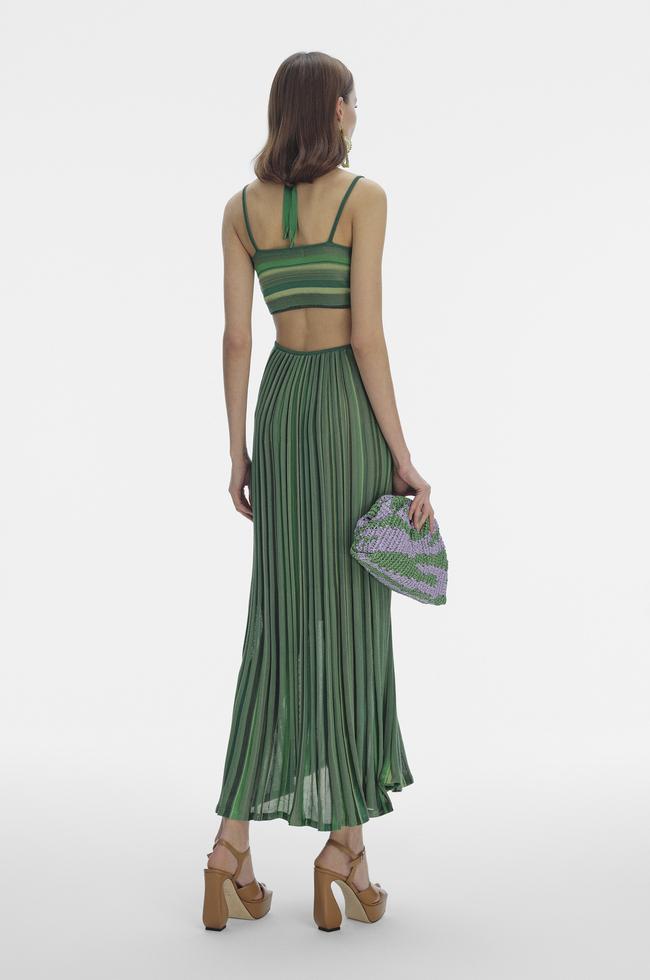 Vakko GREEN HANGING LONG DRESS