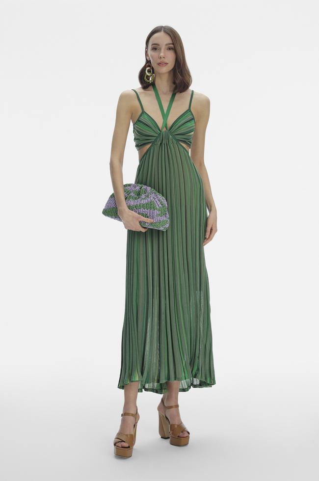 Vakko GREEN HANGING LONG DRESS