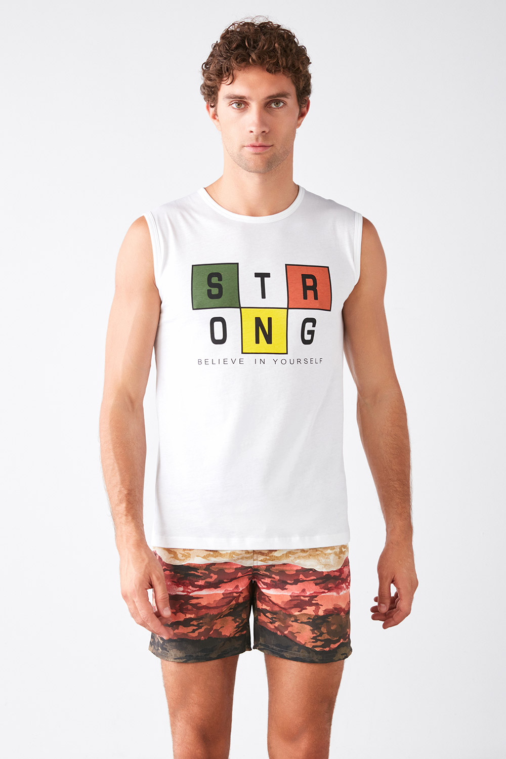 Strong Önü Printed Singlet