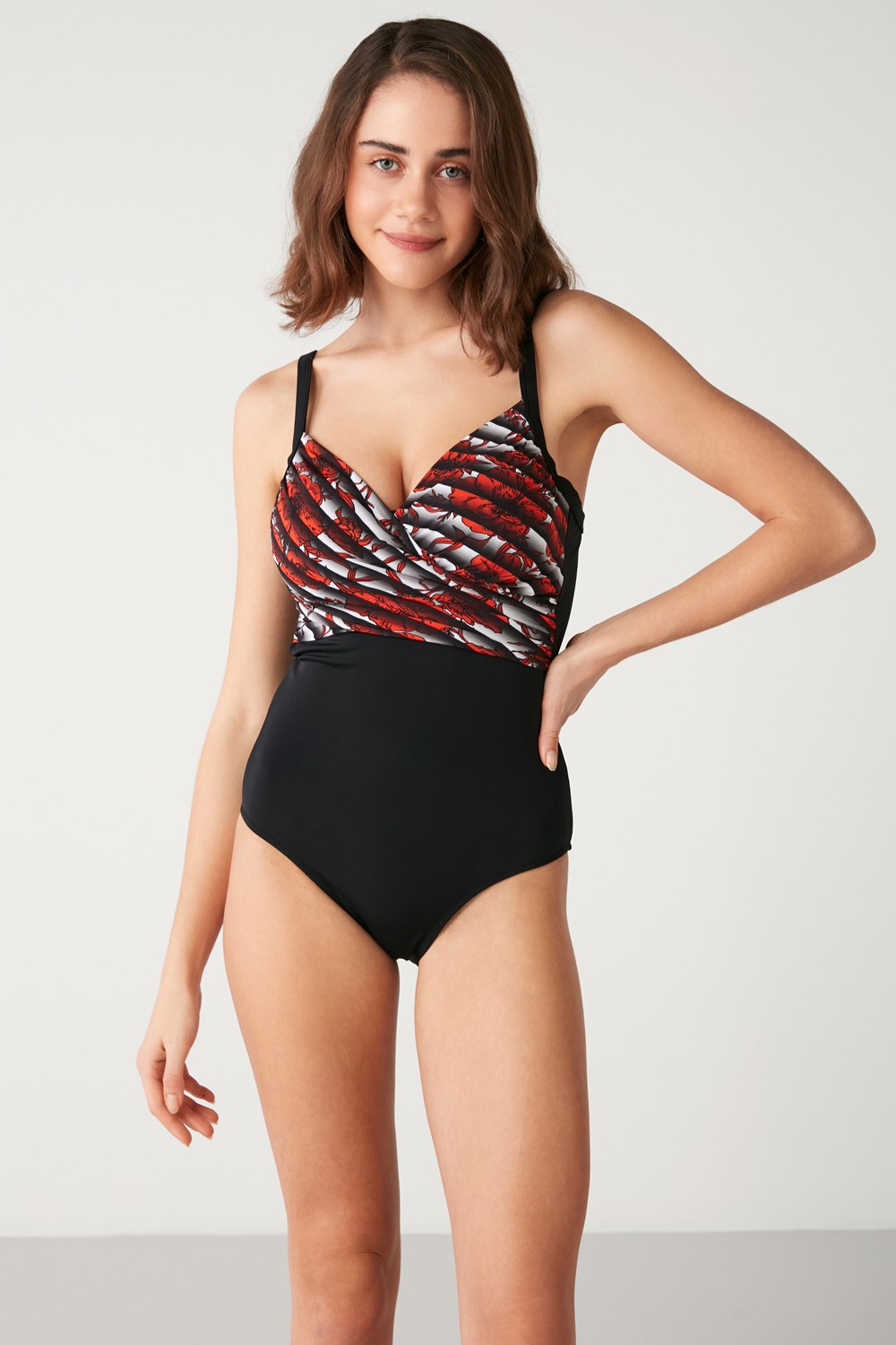 Raudona Extra Patterned Gathering Swimwear