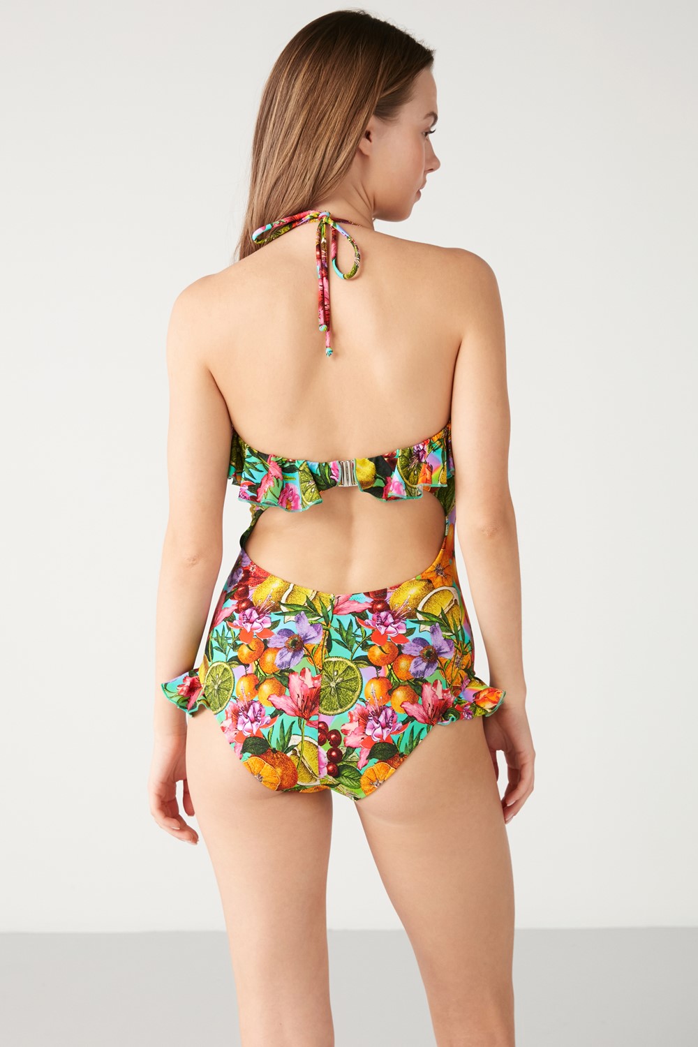 Lemona Fruit Patterned Flounce Swimsuit