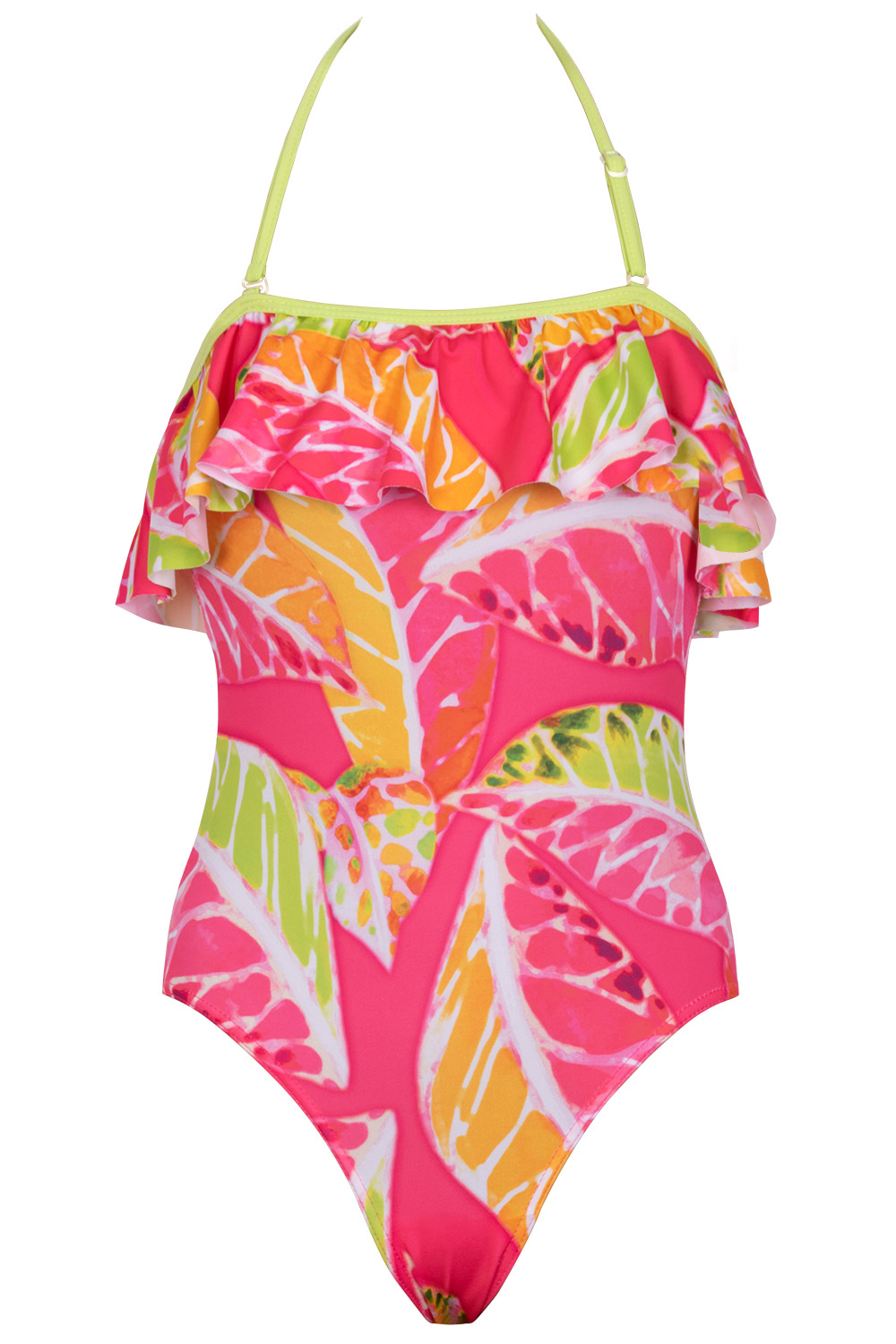 Mandy Pink Patterned Strapless Kids Swimsuit