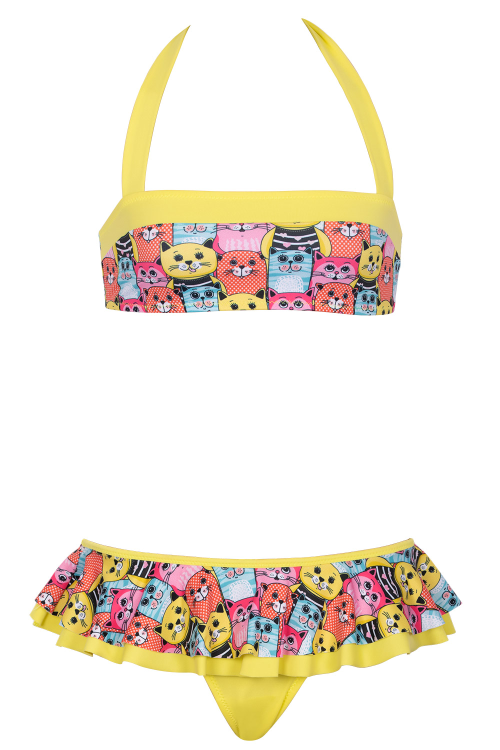 Casper Cat Patterned Kids Bikini Set