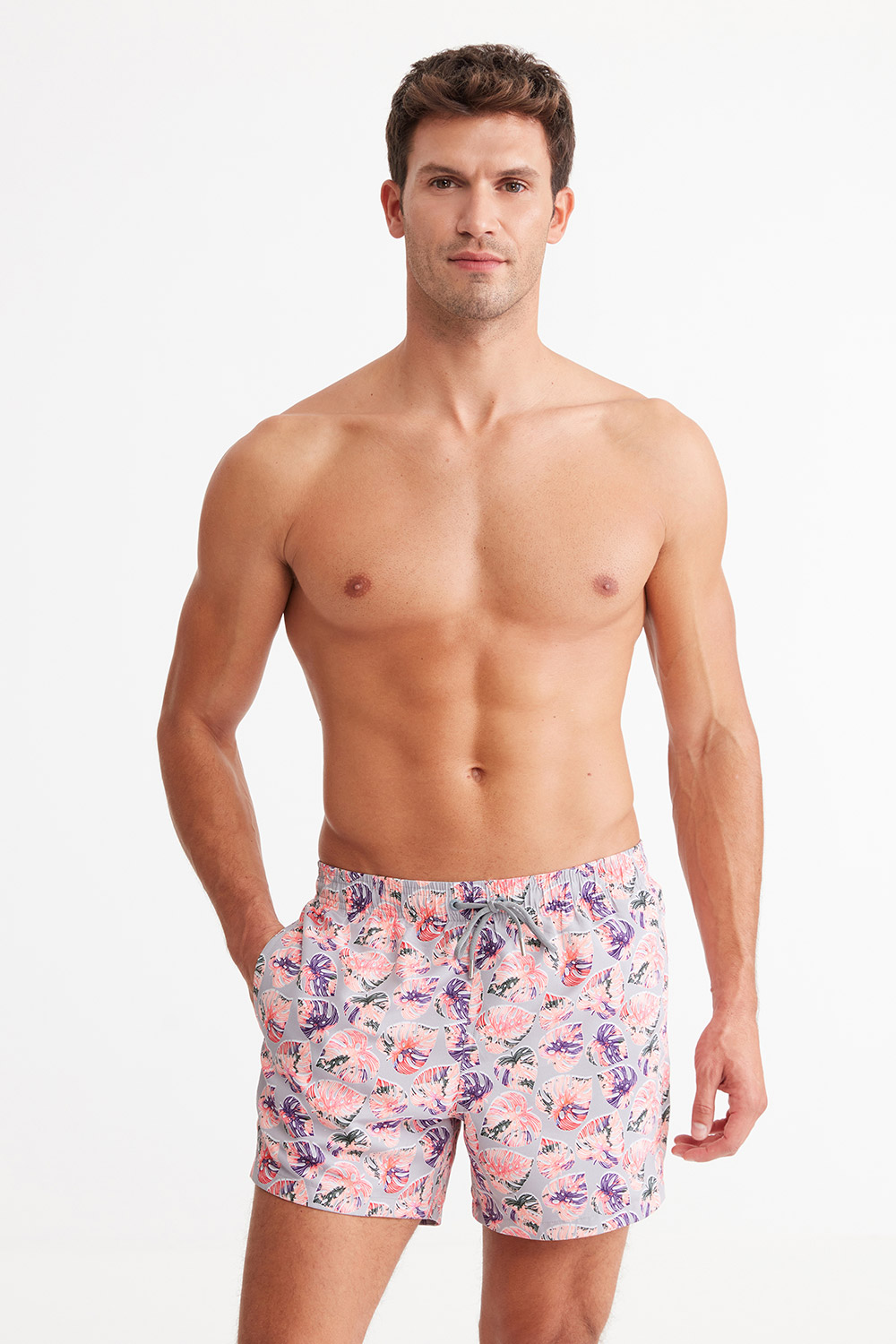 Frond Leaf Patterned Marine Shorts