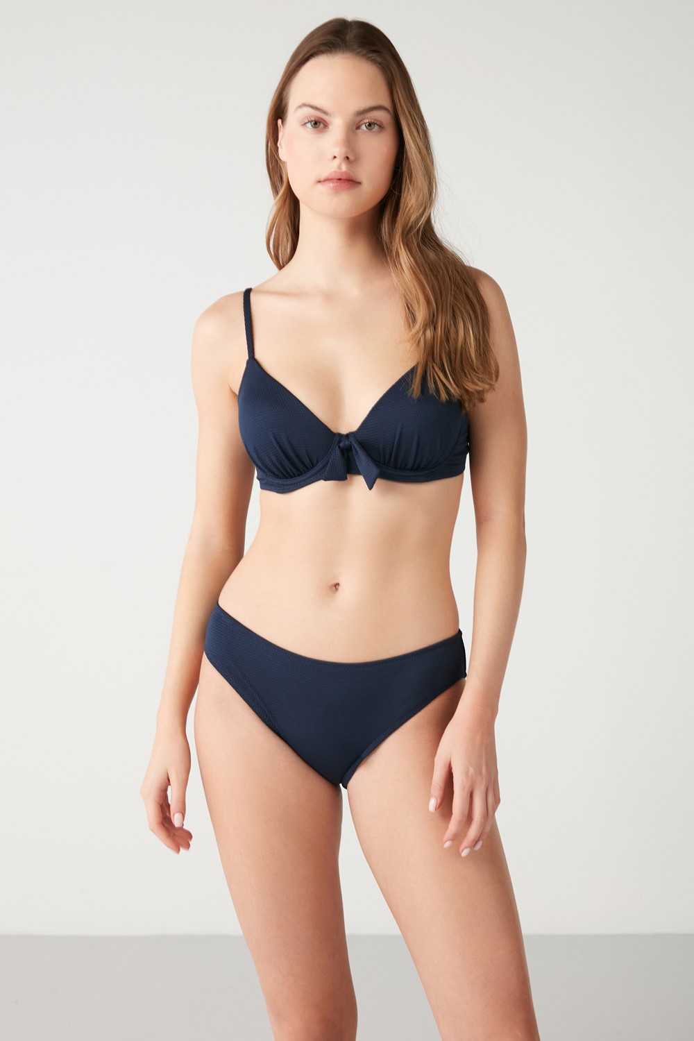 Akatri Textured Straight Color Backed Bikini