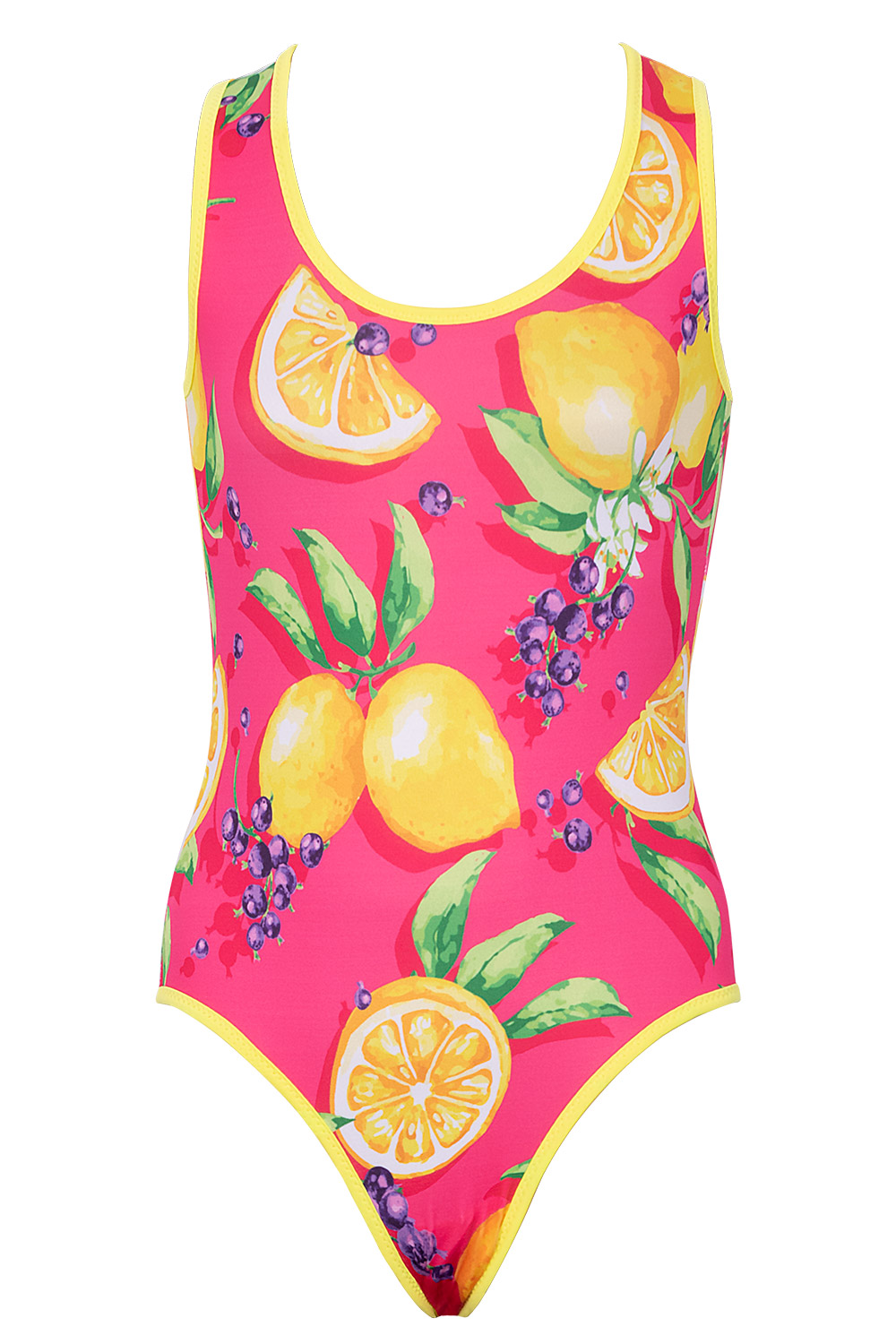 Grape Lemon Patterned Girls Swimwear