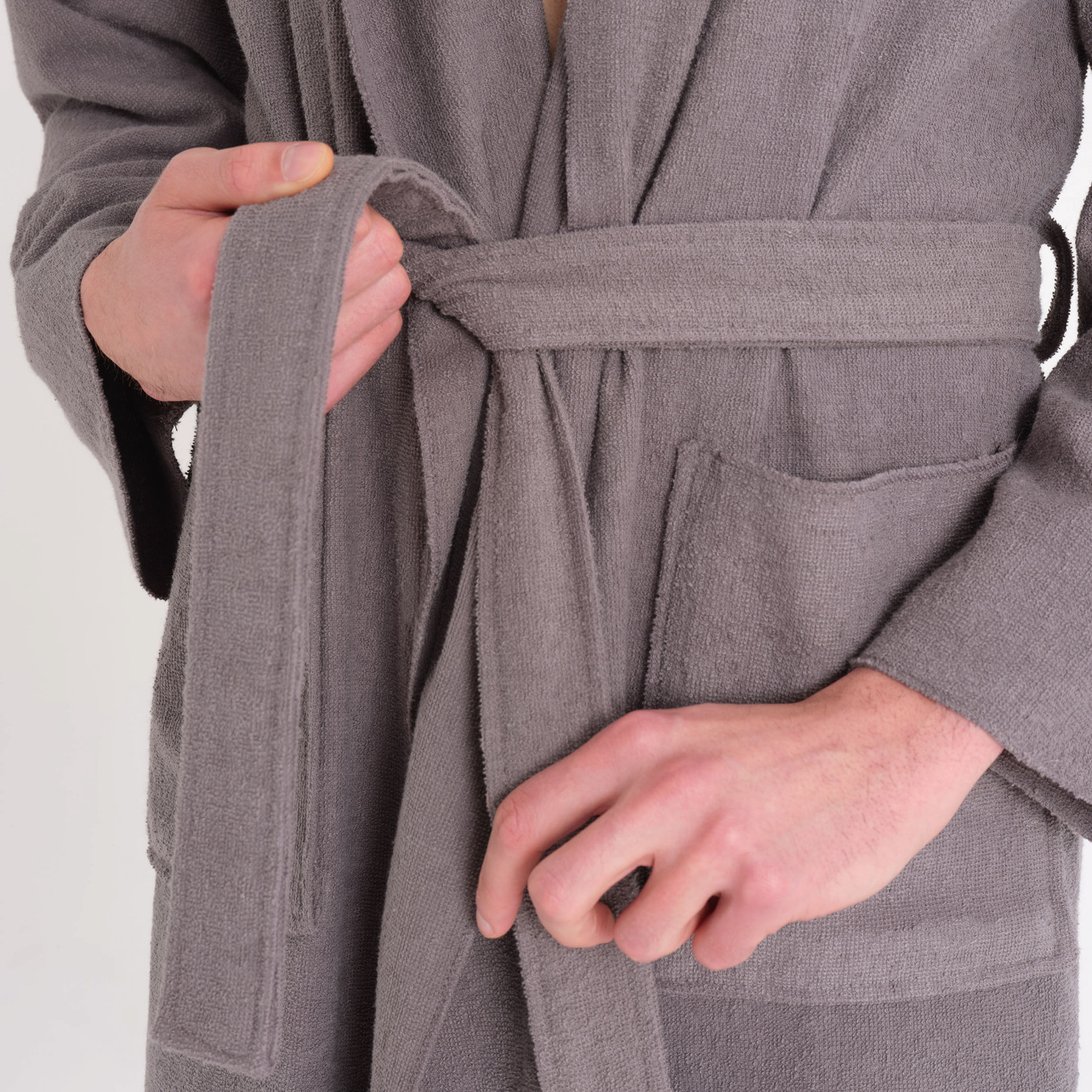 Karaca Home Berlin Dark Gray Relax Hooded 100% Cotton Bathrobe L/XL