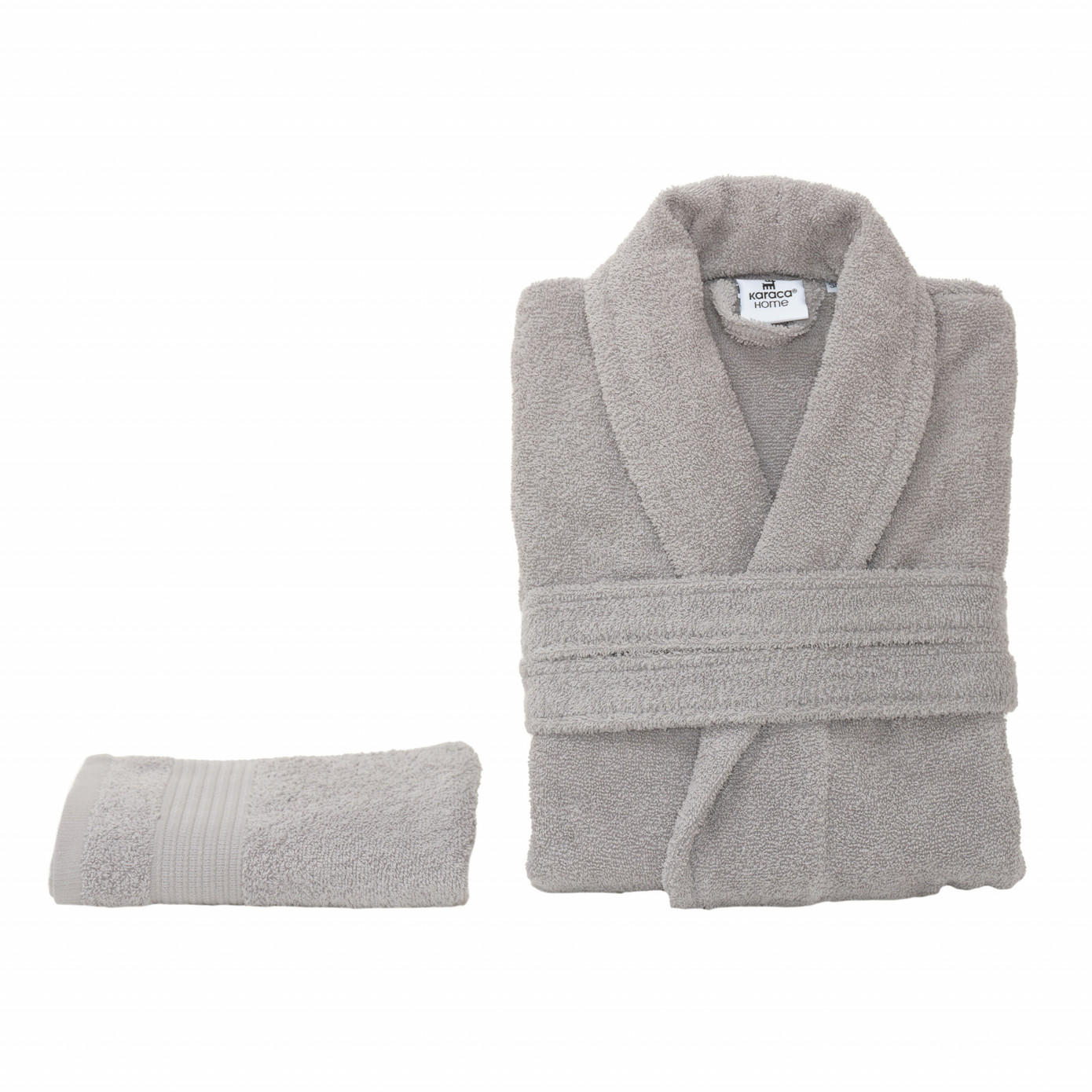 Karaca Home Defy Gray 100% Cotton Bathrobe Set L/XL