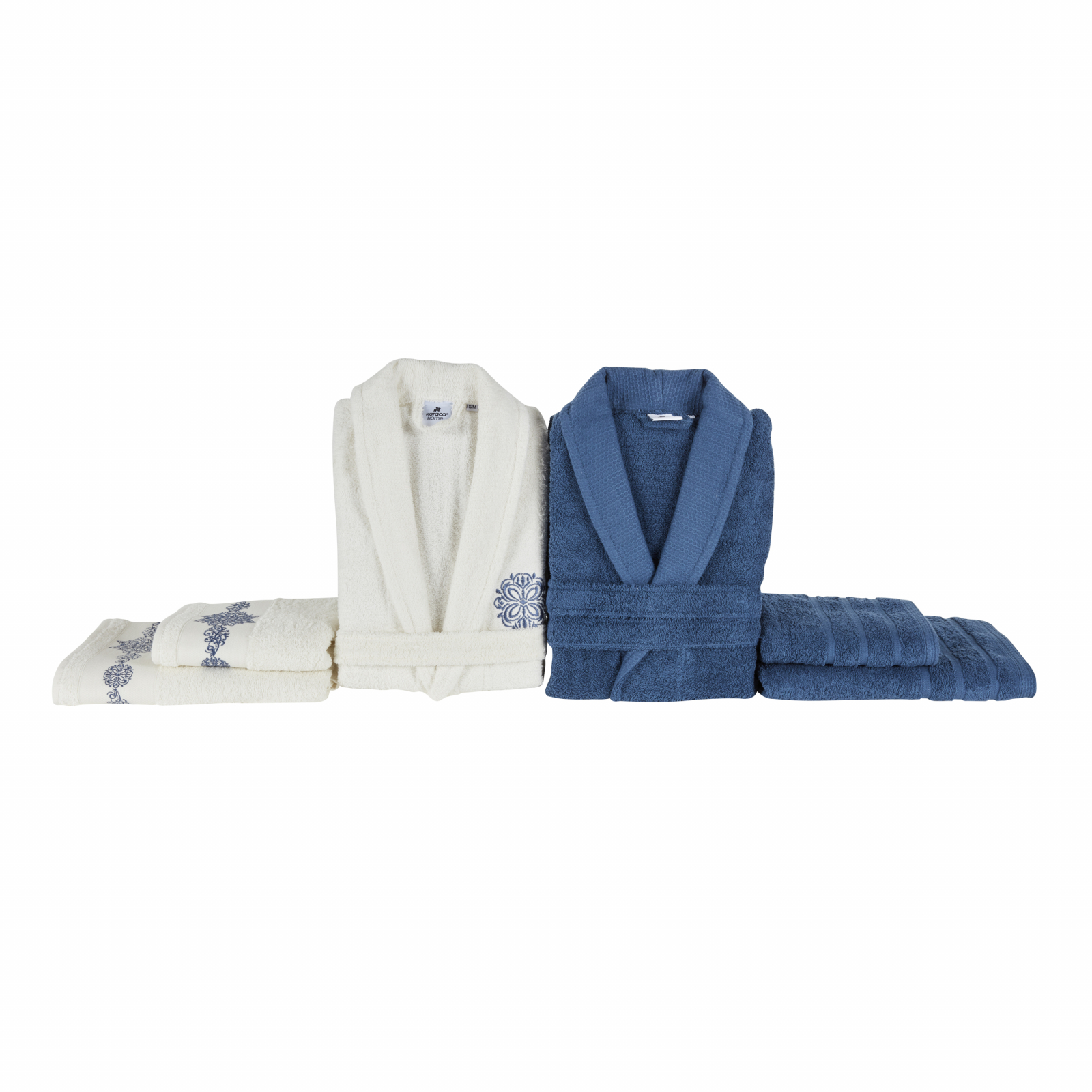 Karaca Home Cecilia Family Bathroom Set White Navy Blue