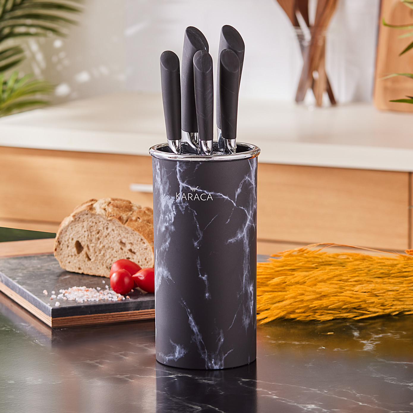 Karaca Black Marble 6 Piece Knife Set