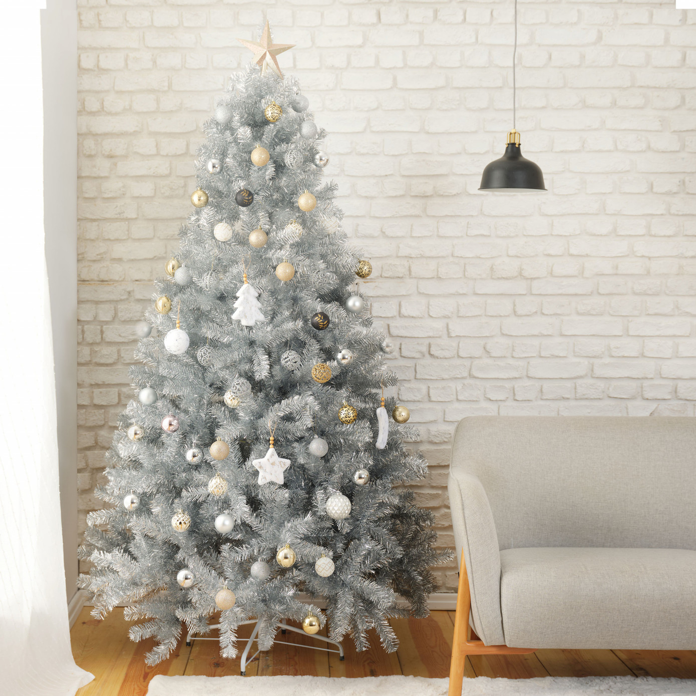 Karaca Home Silver Christmas Pine Tree 210 Cm