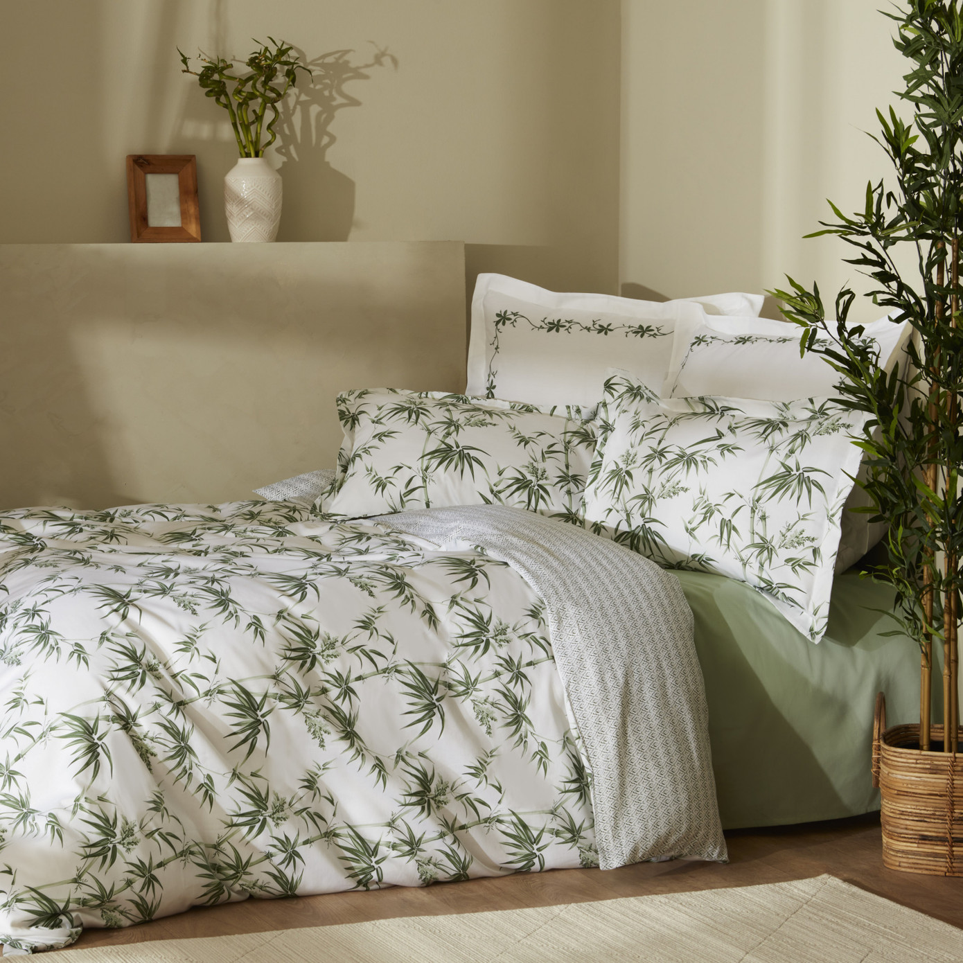 Karaca Home Doğasever Grove Bamboo 100% Cotton Double Duvet Cover Set Green