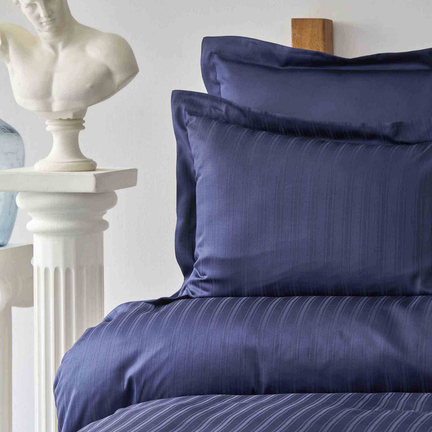 Karaca Home Charm Bold Navy Blue 100% Cotton Satin Double Duvet Cover Set