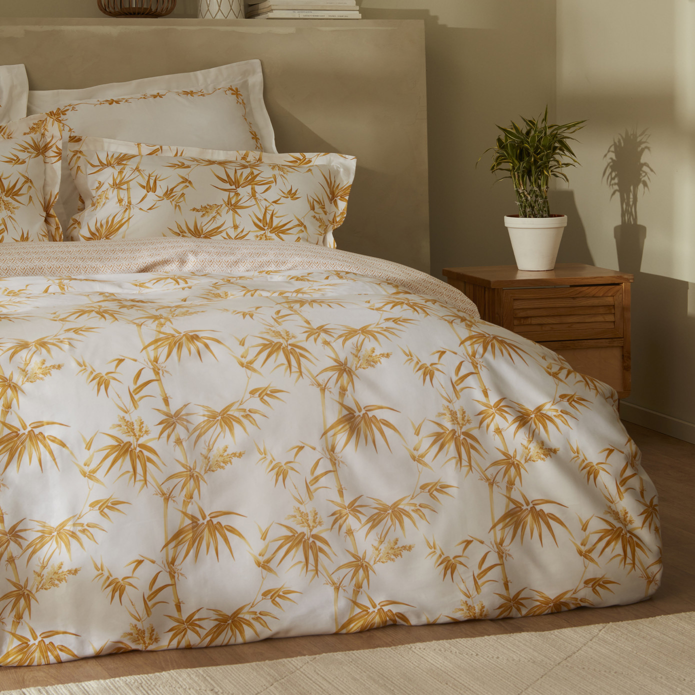 Karaca Home Doğasever Grove Bamboo Double 100% Cotton Duvet Cover Set Yellow