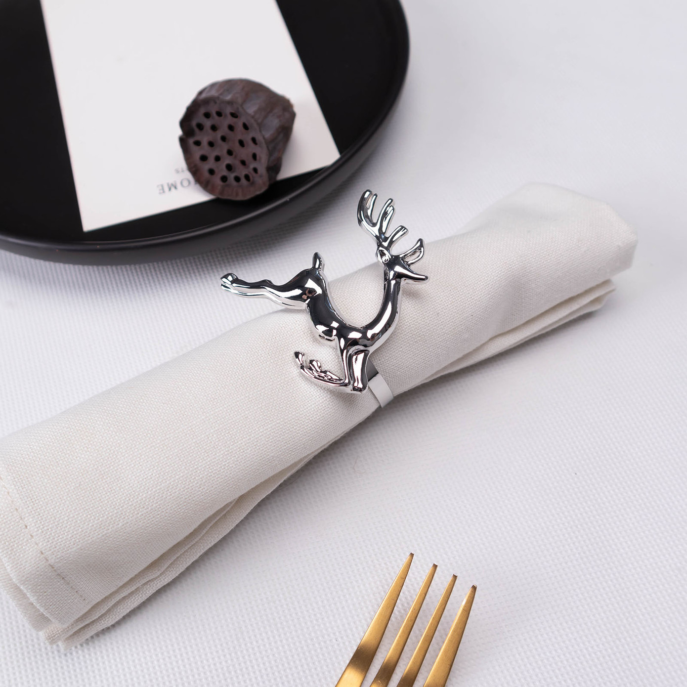 Karaca Home Deer Silver 2 Piece Napkin Ring