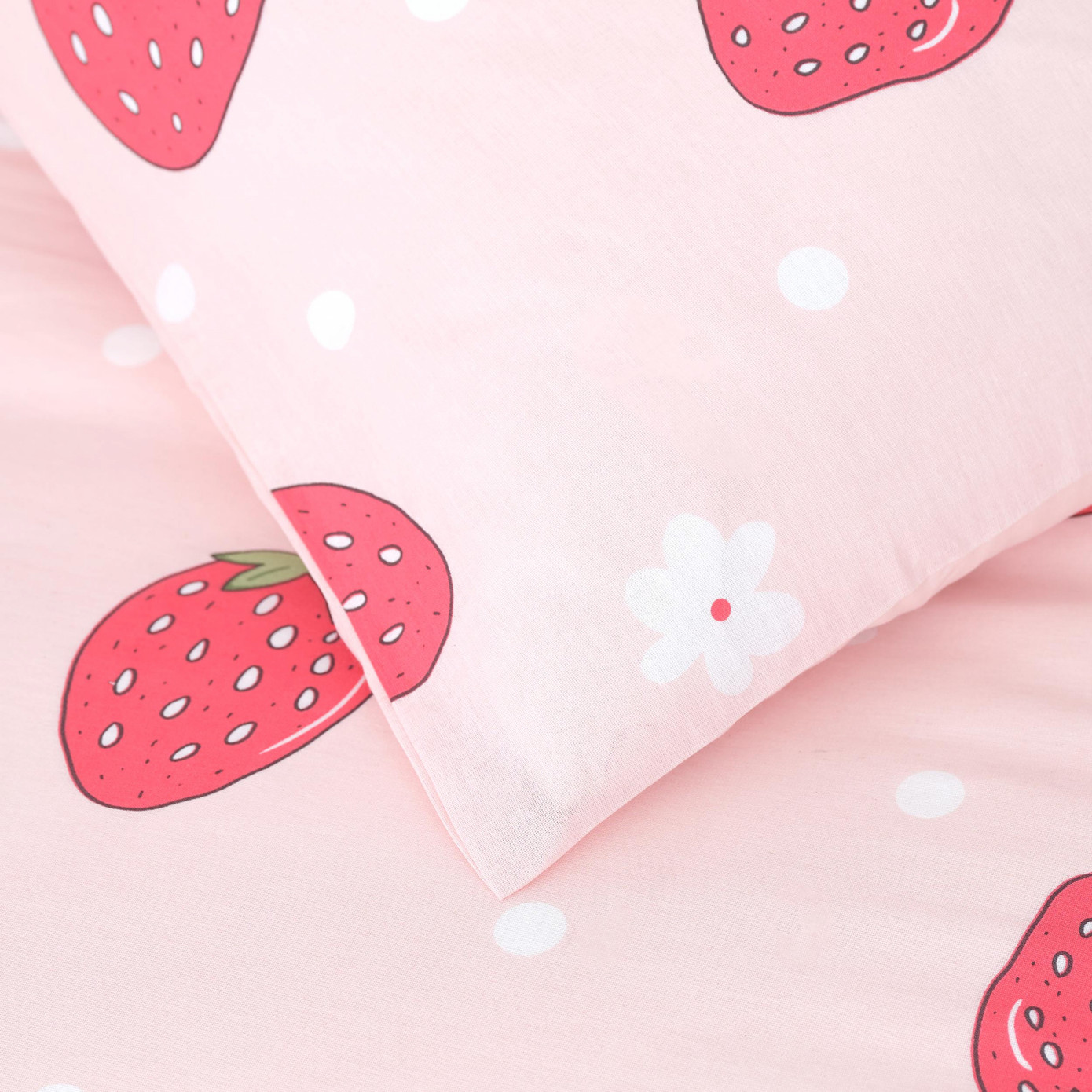 Sarah Anderson Strawberry Pink 100% Cotton Double Duvet Cover & Pillow Set