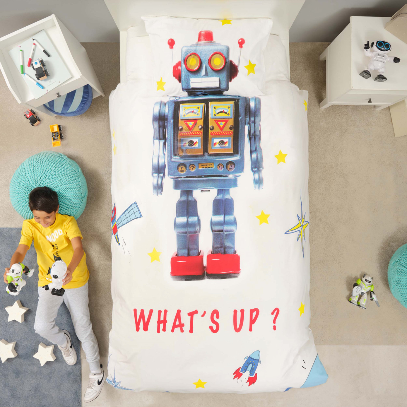 Karaca Home Young Robot 100% Cotton Single Duvet Cover Set