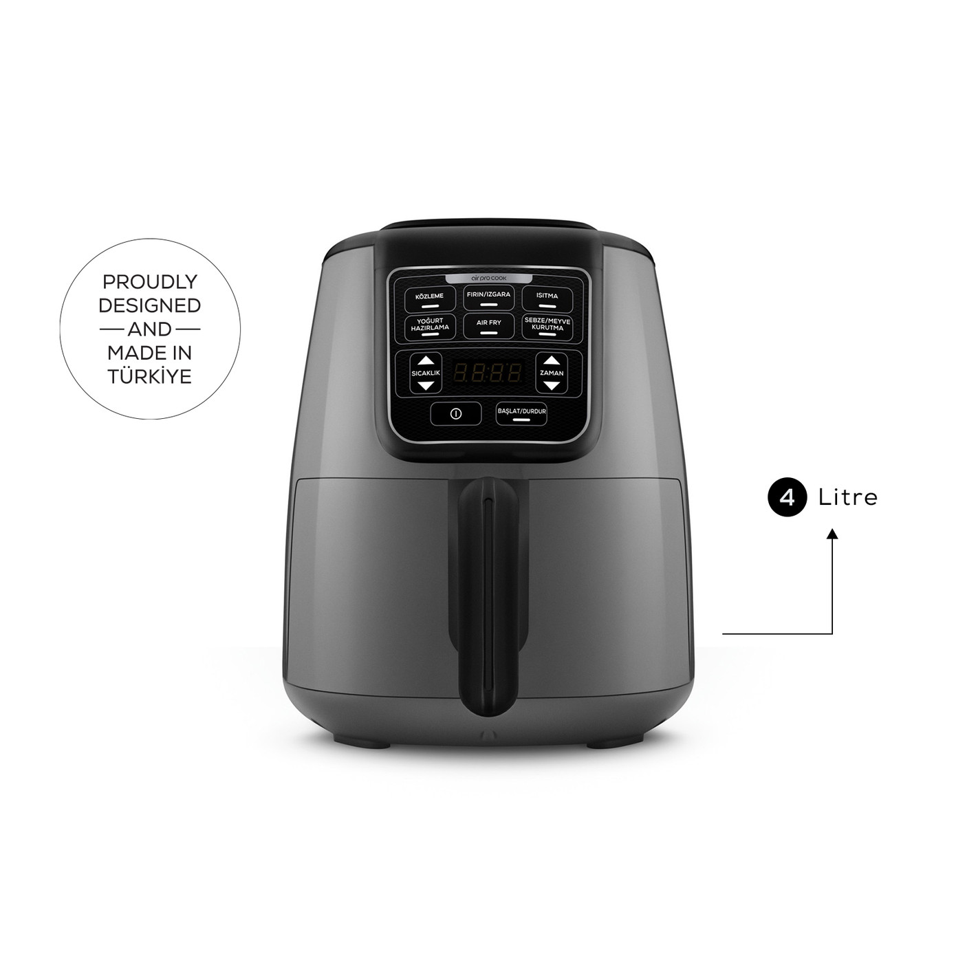 Karaca Air Pro Cook Ember XL Airfryer Space Gray Black