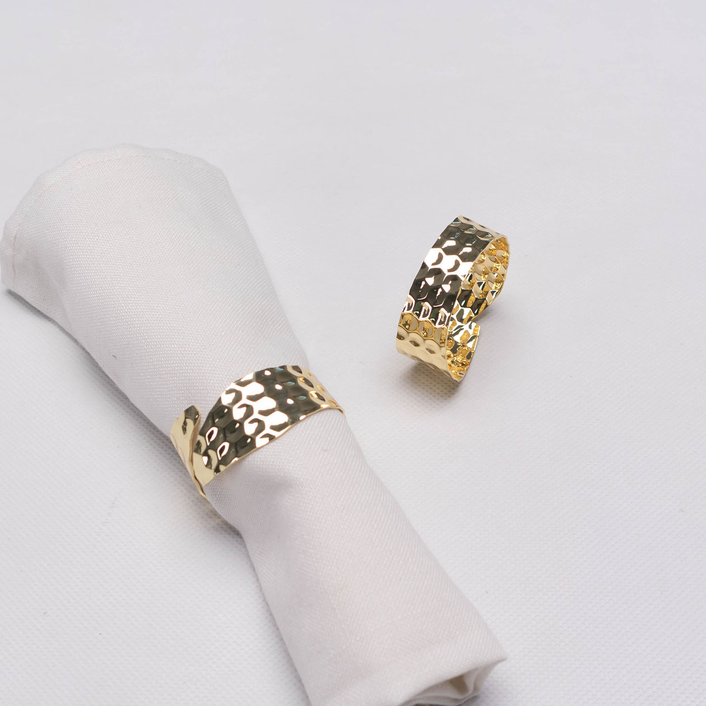 Karaca Home Hammered Gold 2 Piece Napkin Ring