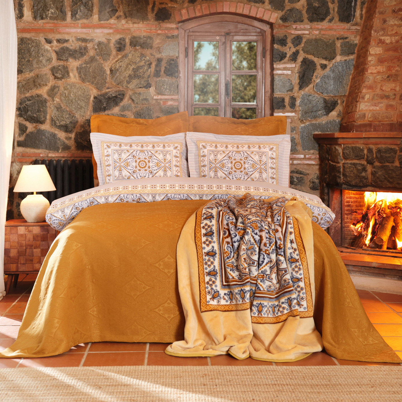 Karaca Home Ferala Mustard Double Winter Set