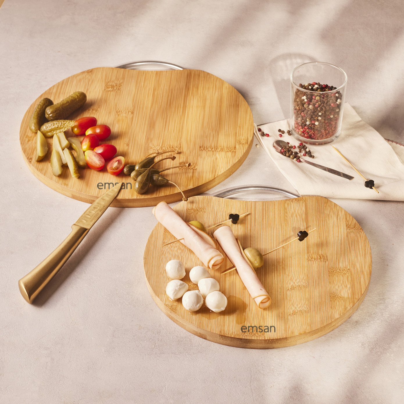 Emsan Bamboo Circle 2 Piece Cutting Board