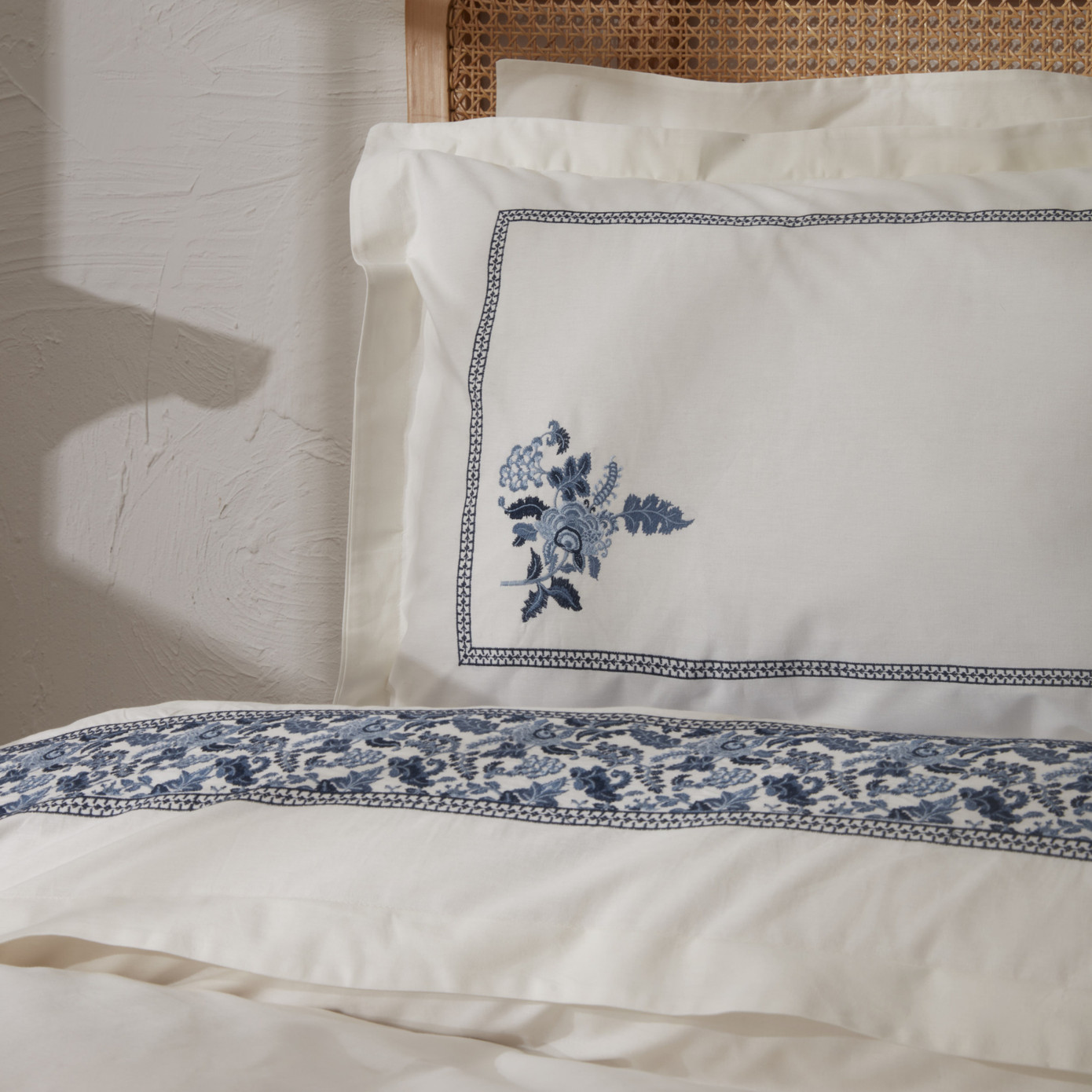 Karaca Home Lima 100% Cotton Double Embroidered Duvet Cover Set White