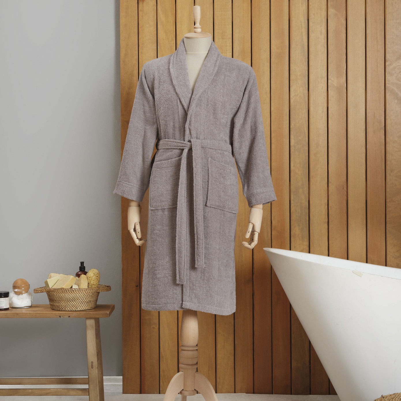 Karaca Home Dielle Gray Recycle Men's Bathrobe L/XL